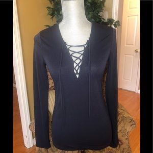 Hot Express Fitted Navy Blue Blouse